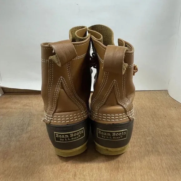 LL Bean Duck Boots Women Size 7 Rubber Moc Gum Shoes Low Top Brown Leather