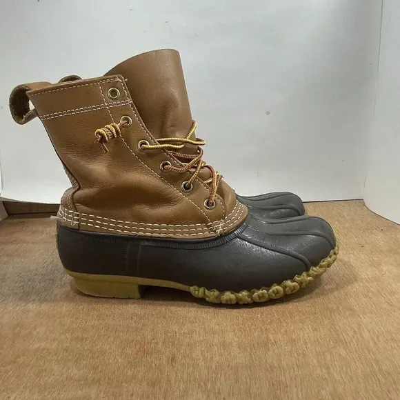 LL Bean Duck Boots Women Size 7 Rubber Moc Gum Shoes Low Top Brown Leather