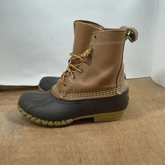 LL Bean Duck Boots Women Size 7 Rubber Moc Gum Shoes Low Top Brown Leather