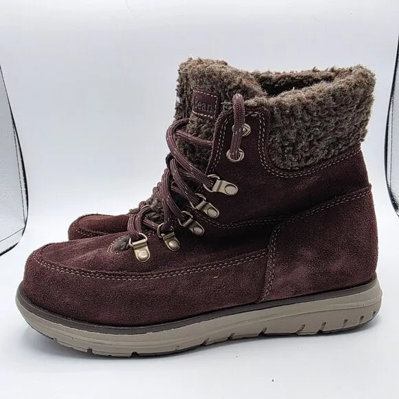 LL Bean Mountain Lodge Womens Size 6 Brown Boots Fleece Collar Primaloft