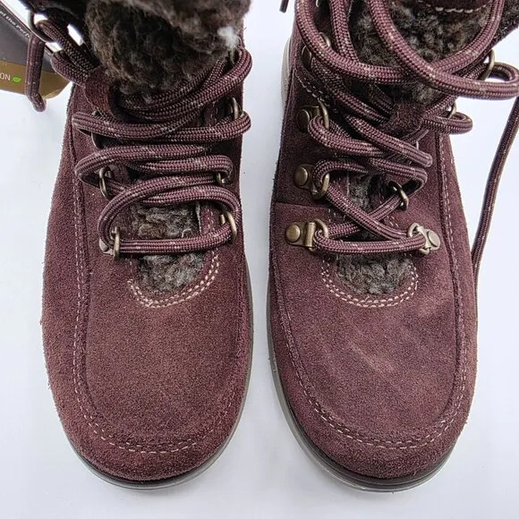 LL Bean Mountain Lodge Womens Size 6 Brown Boots Fleece Collar Primaloft