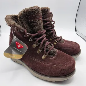 LL Bean Mountain Lodge Womens Size 6 Brown Boots Fleece Collar Primaloft