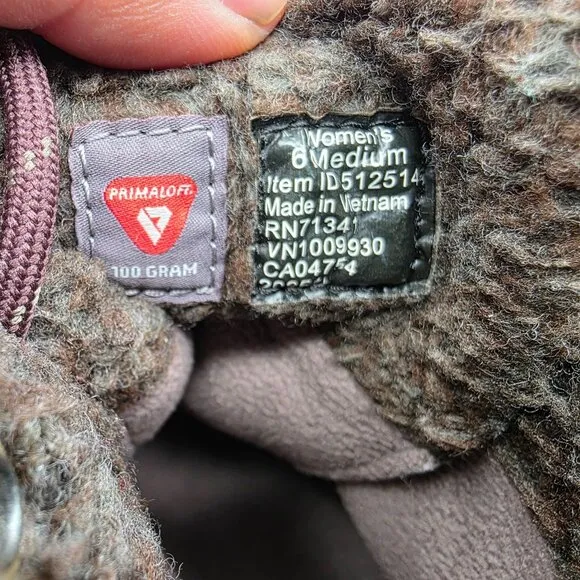 LL Bean Mountain Lodge Womens Size 6 Brown Boots Fleece Collar Primaloft