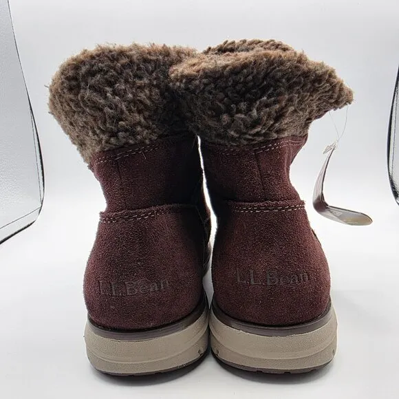 LL Bean Mountain Lodge Womens Size 6 Brown Boots Fleece Collar Primaloft
