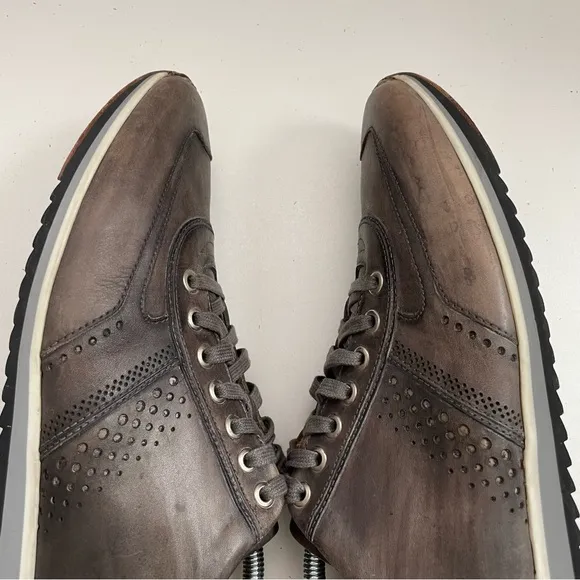 Magnanni Shoes Sneakers Cristian Marlow Leather Dress Perforated Comfort Grey