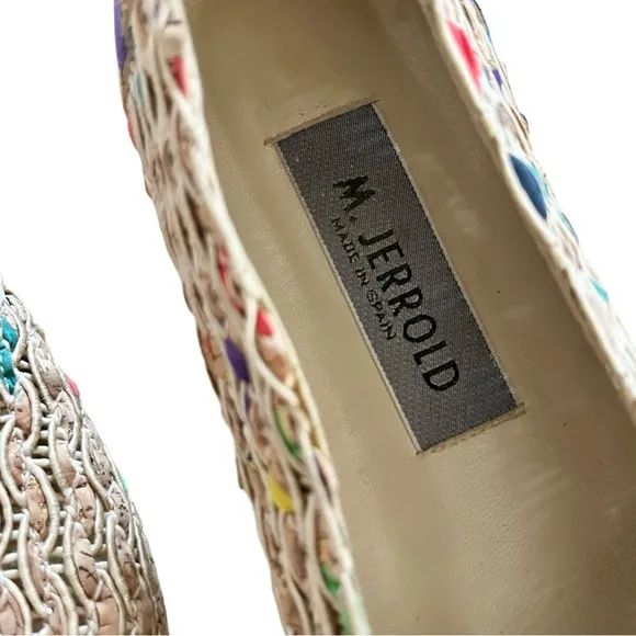 Margaret Jerrold Woven Cork Artsy Painted Shoes Made in Spain Size 8