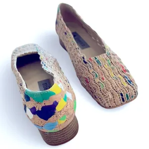 Margaret Jerrold Woven Cork Artsy Painted Shoes Made in Spain Size 8