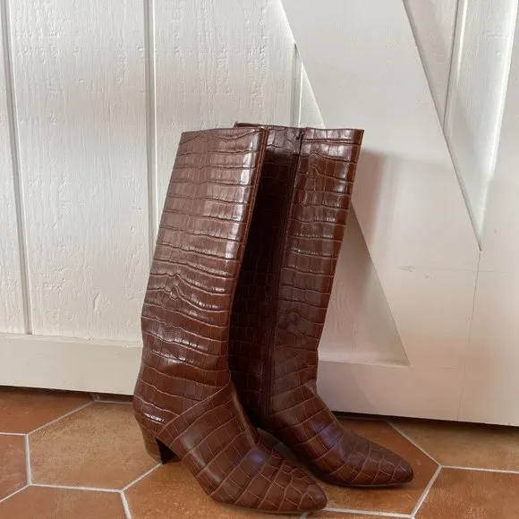 MELANIE LEATHER ZIPPER KNEE-HIGH BOOTS