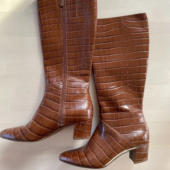 MELANIE LEATHER ZIPPER KNEE-HIGH BOOTS
