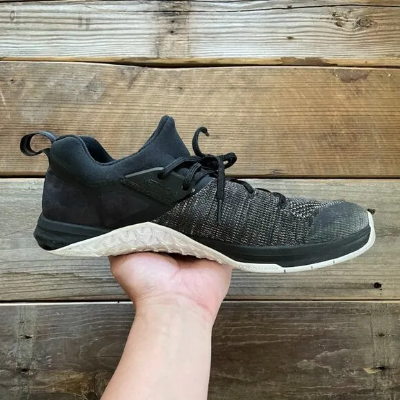Men Nike Metcon Flyknit 3 Black Matte Silver Gym Trainer Training Shoes Sneakers