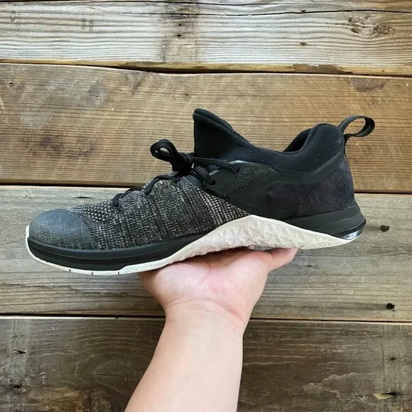 Men Nike Metcon Flyknit 3 Black Matte Silver Gym Trainer Training Shoes Sneakers