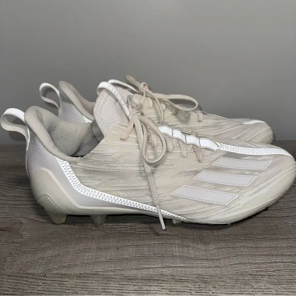 Men’s Adidas Adizero Football Cleats White Almond Toe Lace Up GX5413 Size 12