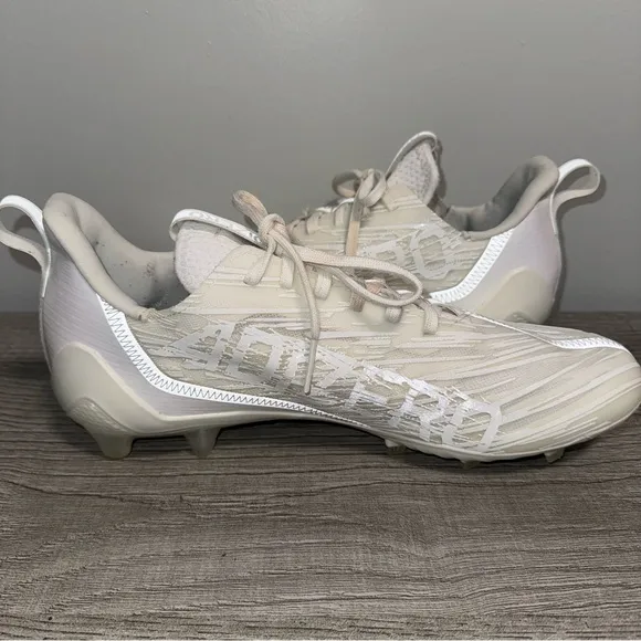 Men’s Adidas Adizero Football Cleats White Almond Toe Lace Up GX5413 Size 12