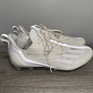 Men’s Adidas Adizero Football Cleats White Almond Toe Lace Up GX5413 Size 12