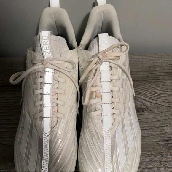 Men’s Adidas Adizero Football Cleats White Almond Toe Lace Up GX5413 Size 12
