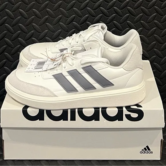 Mens Adidas‎ Athletic Tennis Shoes White Gray Size 8.5