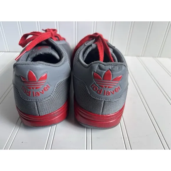 mens gray red Adidas Rod Laver G47880 sneakers shoes tennis skateboarding 8 M
