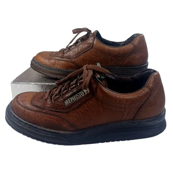 Men's Mephisto Match Leather Oxford Cognac Brown 9N 9 Air Jet Waking Shoes
