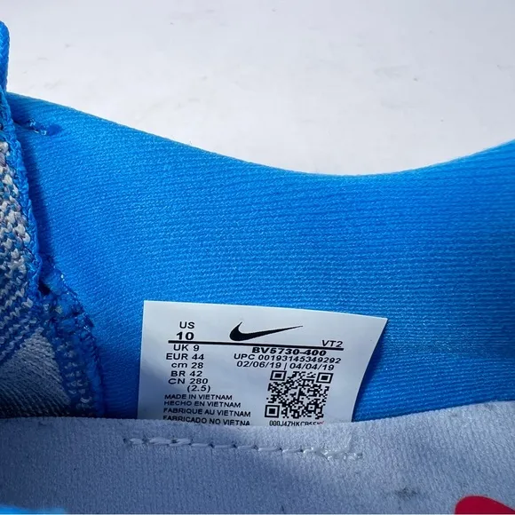 Mens Nike Odyssey React 2 Flyknit Running Shoes Blue/White Sz 10 BV5730-400 New