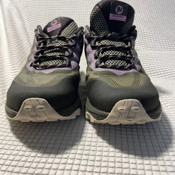 Merrell Women 10 Moab Speed Black Vibram Sole Trail Running Hiking Shoes J125408