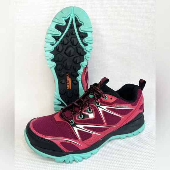 Merrell Women’s Capra Bolt Low WP Hiking Shoes Pink Blue Size 7