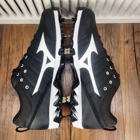 Mizuno 9-Spike Ambition 2 Mens Sz 11 Black White Athletic Metal Baseball Cleats