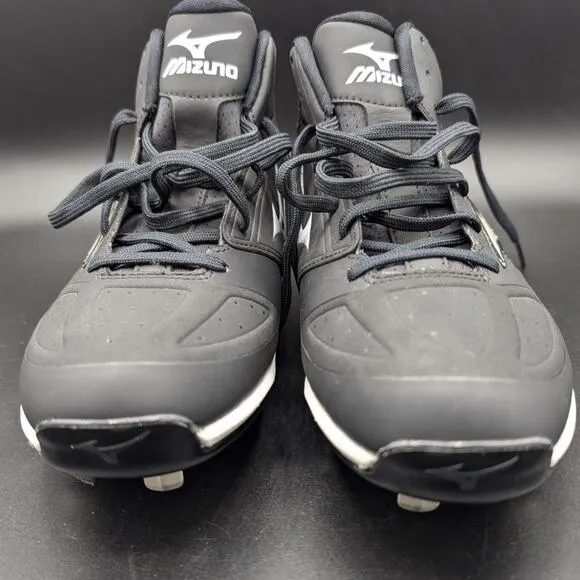 Mizuno Baseball Cleats Mens 9 Black White Dominant IC Mid Metal Athletic Shoes
