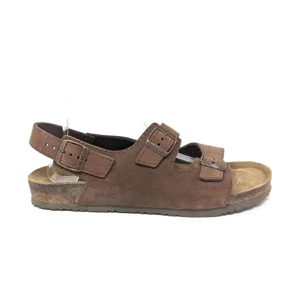Naot Shoes Mens 14 Sandals Brown Leather Strap Slingback Open Toe Comfort