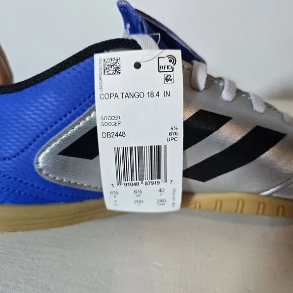 New Adidas Men's Copa Tango 18.4 Indoor Turf Soccer Shoes Silver Metallic Size 7