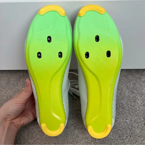 New Adidas The Road Unisex Cycling Shoes White Beam Green Men’s 7.5 Women’s 9