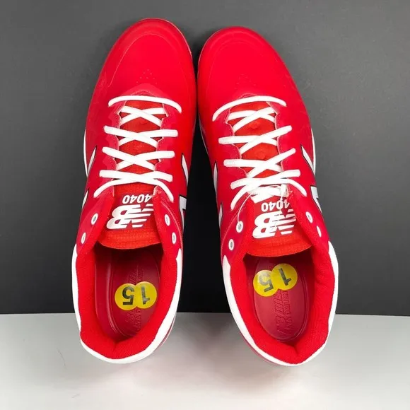 New Balance 4040 V5 Men's Size 15 2E Molded Baseball Cleats Shoes Red PL4040R5