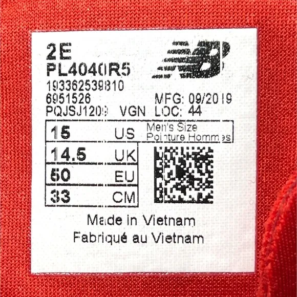 New Balance 4040 V5 Men's Size 15 2E Molded Baseball Cleats Shoes Red PL4040R5