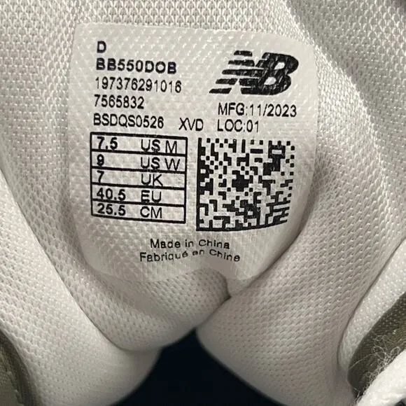New Balance 550 Mens 7.5 D Womens 9 WIDE Olive Tennis Lifestyle Shoes