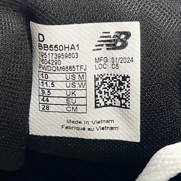 New Balance 550 Mens Size 10 Tennis Lifestyle Shoes Black White