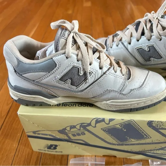 New Balance 550 x ALD Aime Leon Dore White Grey Tennis Shoes BB550ALE Men's Sz 8