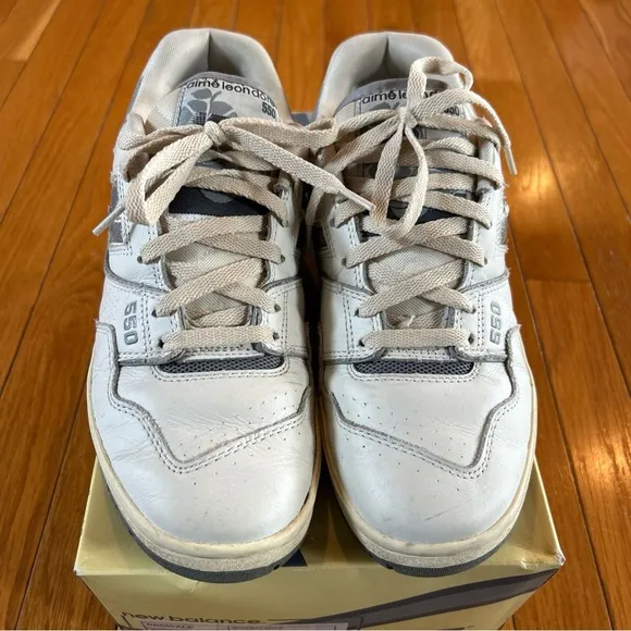New Balance 550 x ALD Aime Leon Dore White Grey Tennis Shoes BB550ALE Men's Sz 8