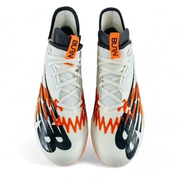New Balance Burn X3 White Orange Cleats Men's Lacrosse Cleats BURNXLO3