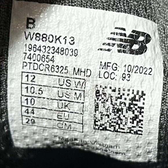 New Balance Fresh Foam X 880v13 Running Shoes Black White Men’s 10.5 Women’s 12