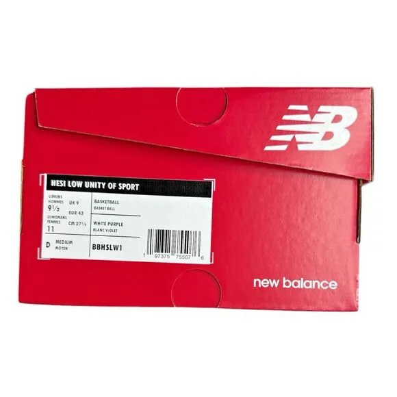 New‎ Balance HESI LOW UNITY OF SPORT White/Purple/Black (BBHSLW1) M9.5/W11 NIB