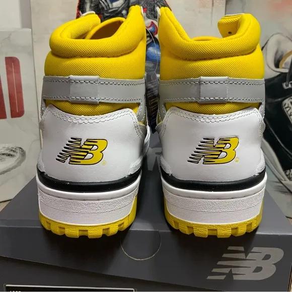 New Balance High Top Sneakers Shoes BB650RCG White Honeycomb Yellow Men's 9.5