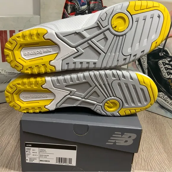 New Balance High Top Sneakers Shoes BB650RCG White Honeycomb Yellow Men's 9.5