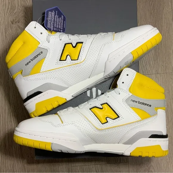 New Balance High Top Sneakers Shoes BB650RCG White Honeycomb Yellow Men's 9.5