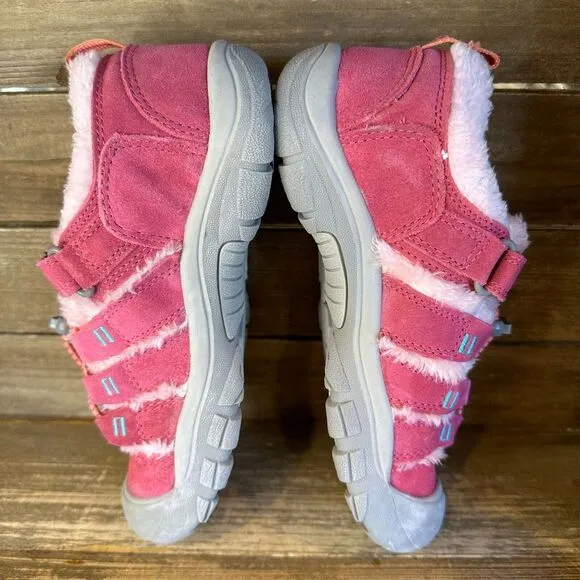 New Big Kids Keen Newport Pink Suede Fur‎ Trimmed Outdoor Shoes Size 4 Y