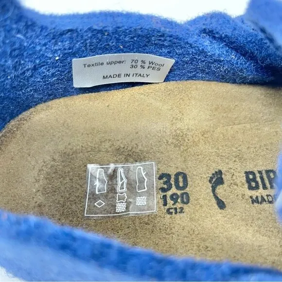 NEW Birkenstock Zermatt Blue Wool Shoes Size C12 /30