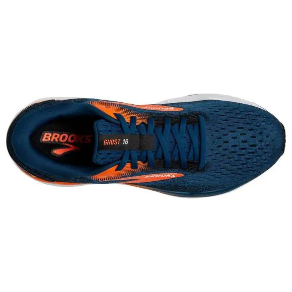 NEW BROOKS men's ghost 16 road running shoe in 474 blue opal/black/nasturtium