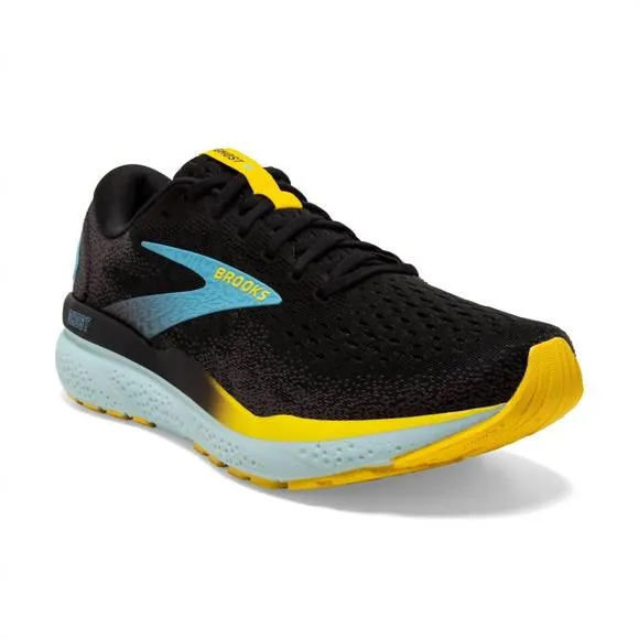 NEW BROOKS men's ghost 16 road running shoes in black/forged iron/blue