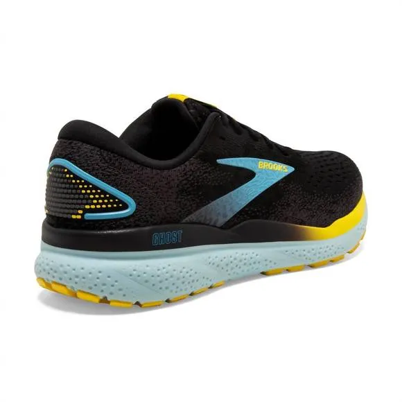 NEW BROOKS men's ghost 16 road running shoes in black/forged iron/blue