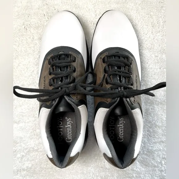 NEW FootJoy GreenJoys 45516 Golf Shoes Size: 10.5 (M)-Color: White/Brown/Black