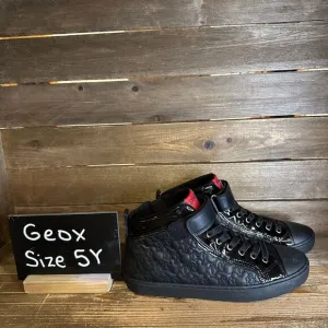 New Girls Geox Black Leather Hi Top Disney Minnie Mouse Shoes Size 37 US 5‎ Y