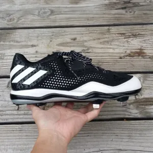 New Men Adidas PowerAlley White Black Metal Baseball Cleats Shoes